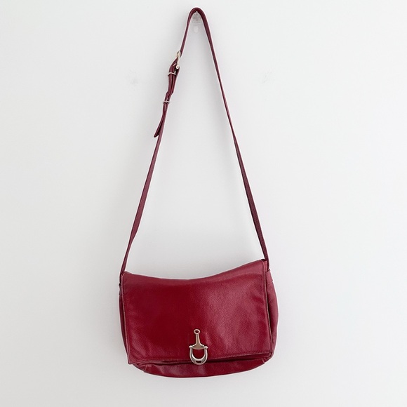 Vintage French Anonyme Red Leather Shoulder Bag - Picture 1 of 7